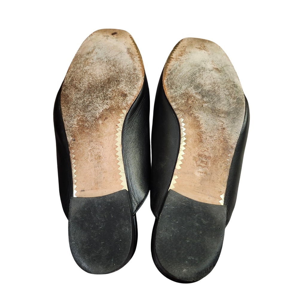 Tory Burch Amelia Black Leather Classic Logo Bar Mules Slides Flats Size 11M - Picture 6 of 11
